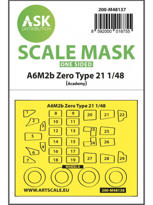 Art Scale - 1/48 A6M2b Zero Type 21 one-sided express mask for Academy