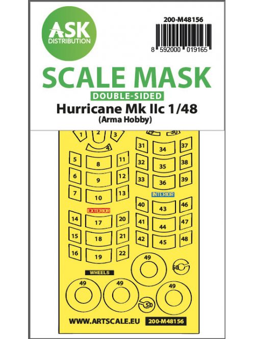 Art Scale - 1/48 Hawker Hurricane Mk.II double-sided express mask for Arma Hobby