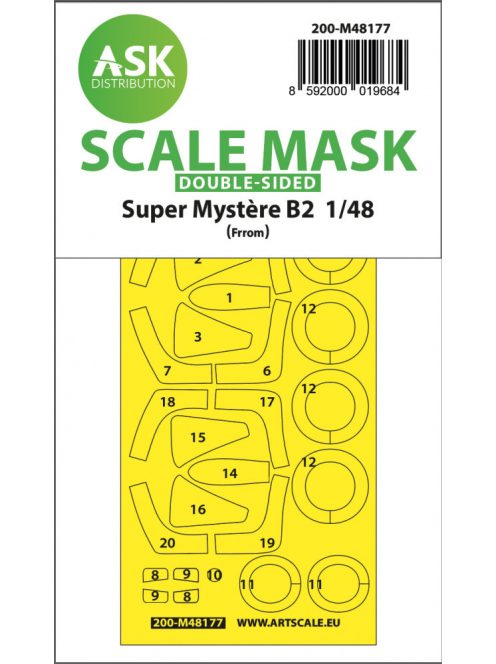 Art Scale - 1/48 Super Mystére B2 double-sided express fit  mask for FRROM - Special Hobby