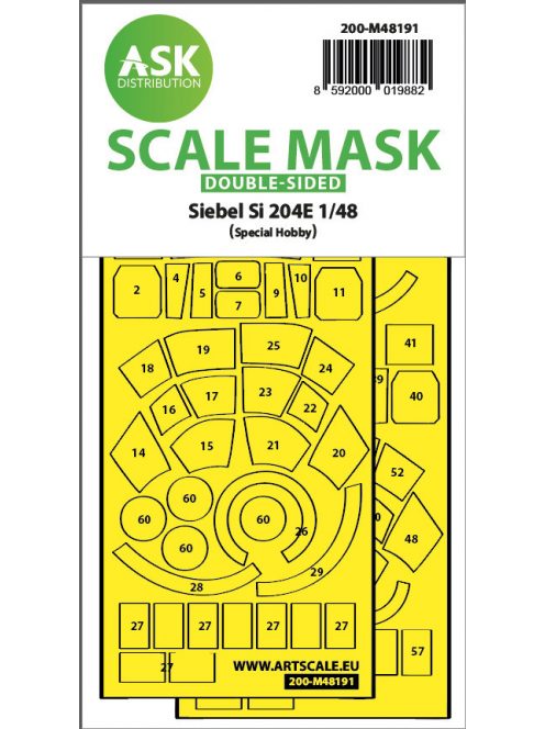 Art Scale - 1/48 Siebel Si 204E double-sided realy fit and self adhesive express mask for Special Hobby