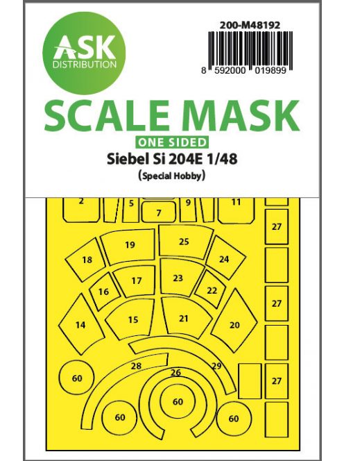 Art Scale - 1/48 Siebel Si 204E one-sided realy fit and self adhesive express mask for Special Hobby