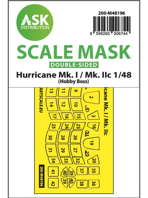 Art Scale - 1/48 Hawker Hurricane Mk.I / Mk.IIc double-sided express fit mask for Hobby Boss