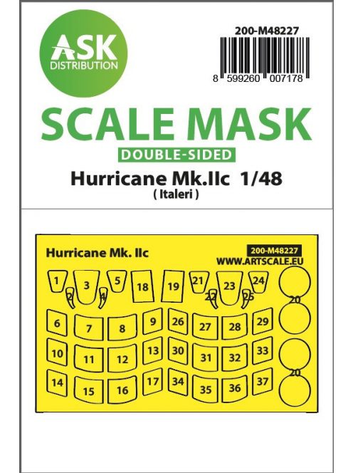 Art Scale - 1/48 Hawker Hurricane Mk.IIc double-sided express mask for Italeri