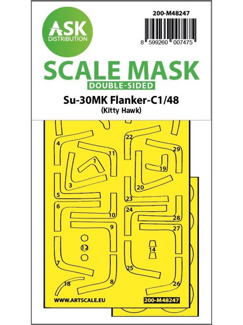 Art Scale - 1/48 Su-30MK Flanker-C double-sided express fit  mask for Kitty Hawk