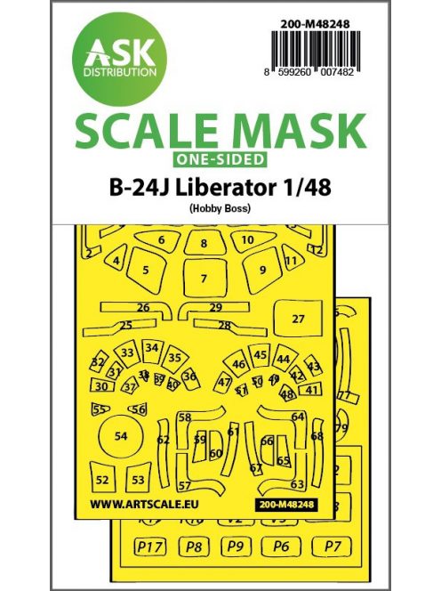 Art Scale - 1/48 B-24J Liberator one-sided express fit  mask for Hobby Boss