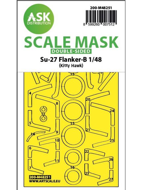 Art Scale - 1/48 Su-27 Flanker-B double-sided express fit  mask for Kitty Hawk