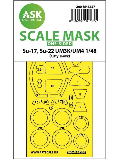 Art Scale - 1/48 Su-17, Su-22 UM3K/UM4 one-sided express fit  mask for Kitty Hawk