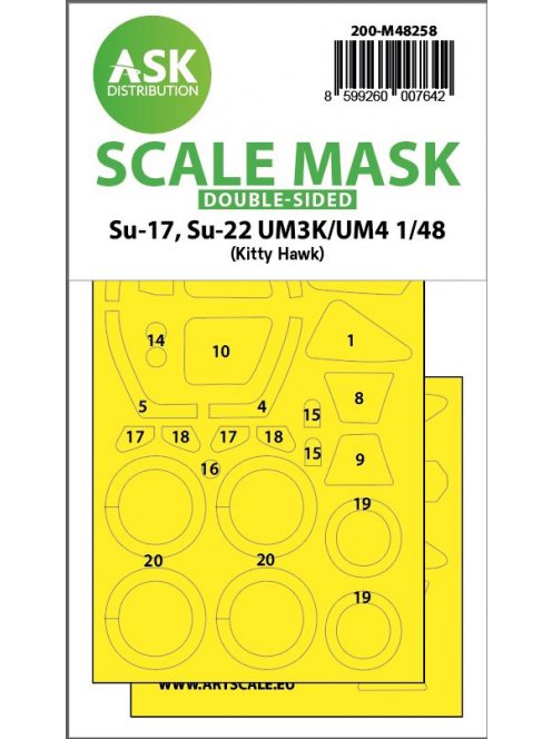 Art Scale - 1/48 Su-17, Su-22 UM3K/UM4 double-sided express fit  mask for Kitty Hawk