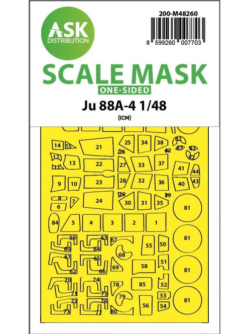 Art Scale - 1/48 Ju 88A-4  one-sided express fit  mask for ICM