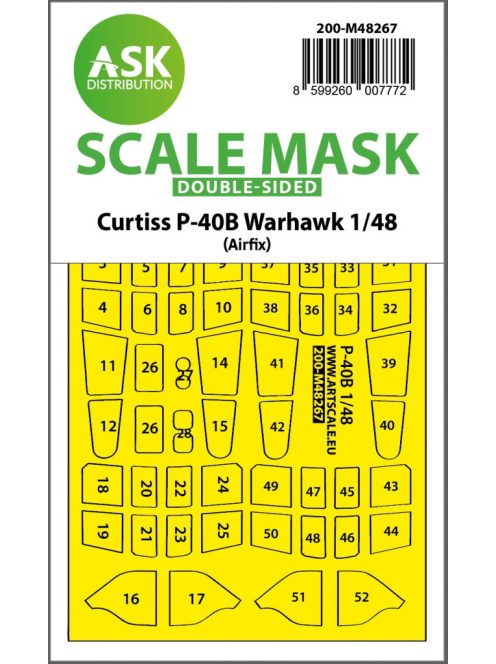 Art Scale - 1/48 Curtiss P-40B Warhawk double-sided express fit  mask for Airfix