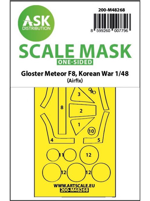 Art Scale - 1/48 Gloster Meteor F.8, Korean war, one-sided express fit  mask for Airfix