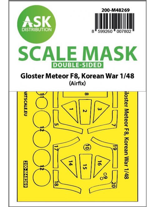 Art Scale - 1/48 Gloster Meteor F.8, Korean war, double-sided express fit  mask for Airfix