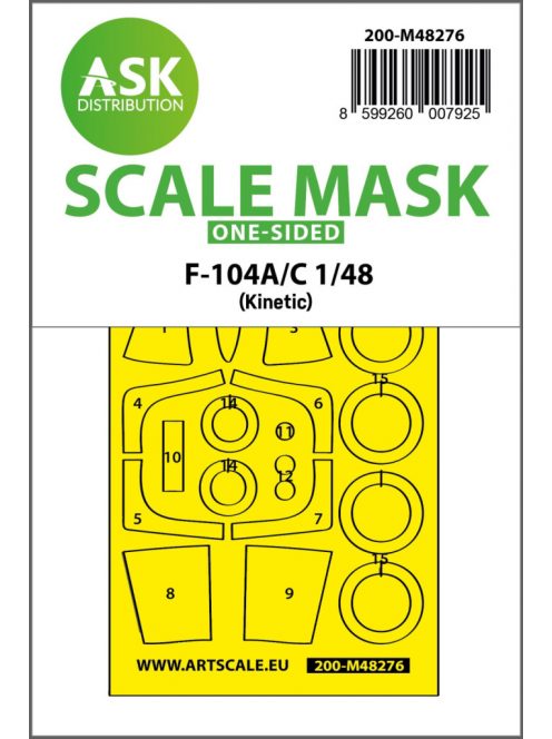 Art Scale - 1/48 F-104A/C one-sided express fit mask for Kinetik