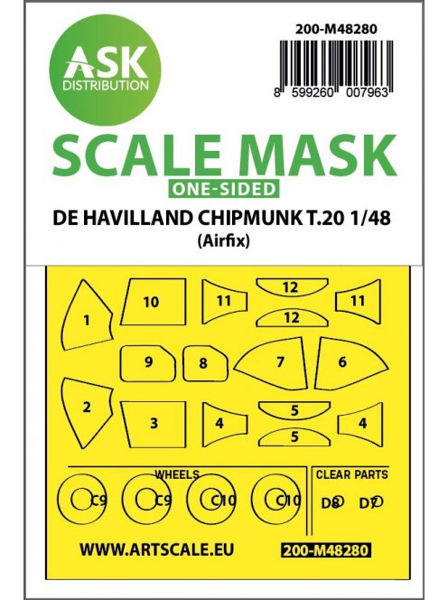 Art Scale - 1/48 De Havilland Chipmunk T.20 one-sided express fit mask for Airfix