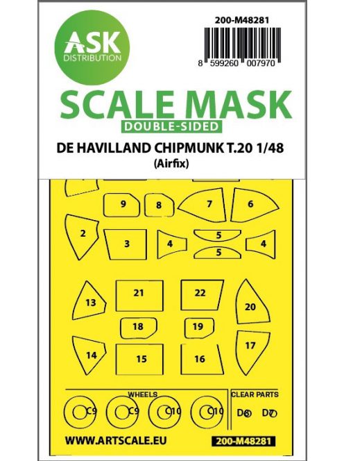 Art Scale - 1/48 De Havilland Chipmunk T.20 double-sided express fit mask for Airfix