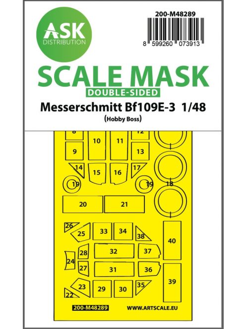 Art Scale - 1/48 Bf 109E-3 double-sided express fit mask for Hobby Boss