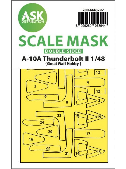 Art Scale - 1/48 A-10A Thunderbolt II double-sided express fit mask for GWH