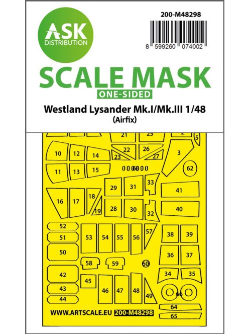 Art Scale - 1/48 Lysander Mk.I / Mk.III one-sided express fit mask for Airfix