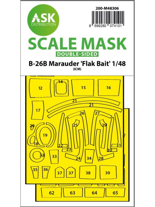 Art Scale - 1/48 B-26B Marauder "Flak Bait" double-sided express fit mask for ICM