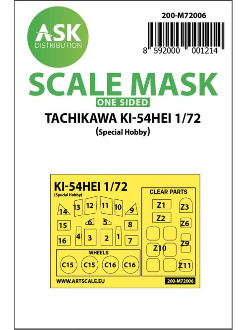 Art Scale - 1/72 Tachikawa Ki-54HEI one-sided painting mask for Special Hobby