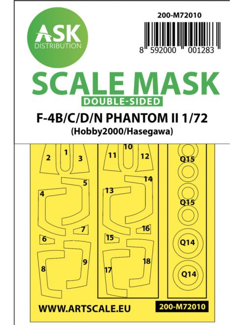 Art Scale - 1/72 F-4B/C/D/N Phantom II double-sided painting mask for Hasegawa / Hobby2000