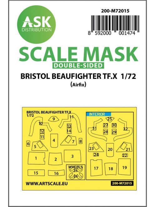 Art Scale - 1/72 Bristol Beaufighter TF.X double-sided painting mask for Airfix