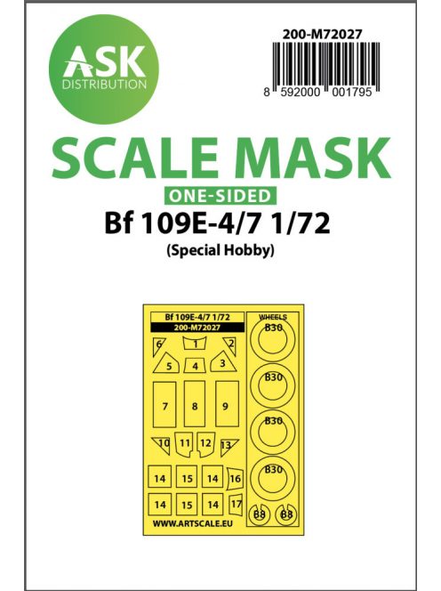 Art Scale - 1/72 Bf 109E-4/7 one-sided painting mask for Special Hobby