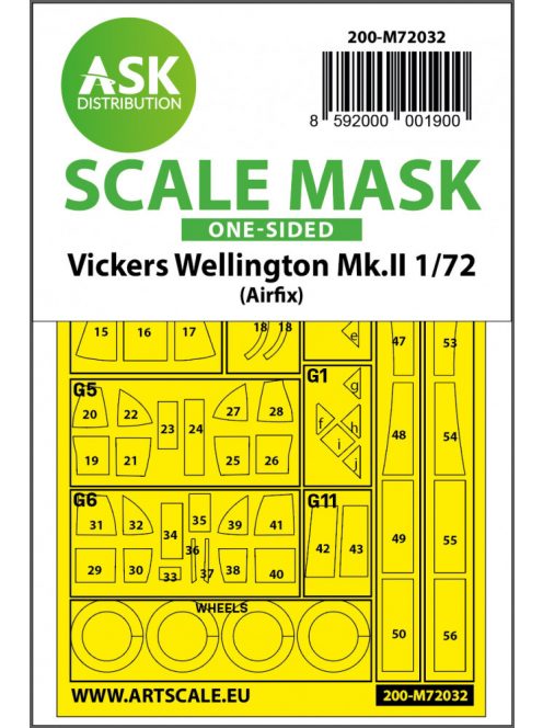 Art Scale - 1/72 Vickers Wellington Mk.II one-sided painting mask for Airfix