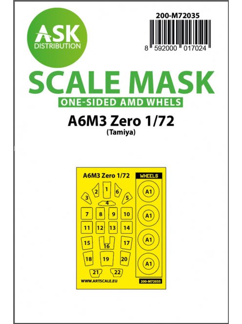 Art Scale - 1/72 A6M3 Zero one-sided painting mask for Tamiya