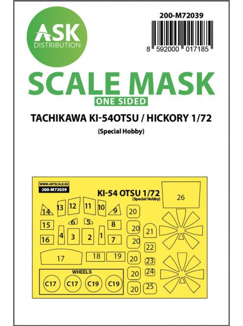 Art Scale - 1/72 Tachikawa Ki-54OTSU / Hickory one-sided painting mask for Special Hobby