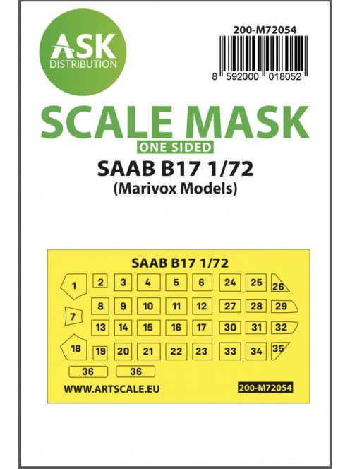 Art Scale - 1/72 SAAB B17 one-sided painting express mask for Marivox