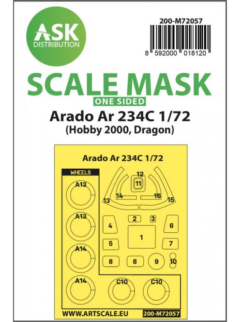 Art Scale - 1/72 Arado Ar 234C one-sided painting express mask for Hobby2000 / Dragon