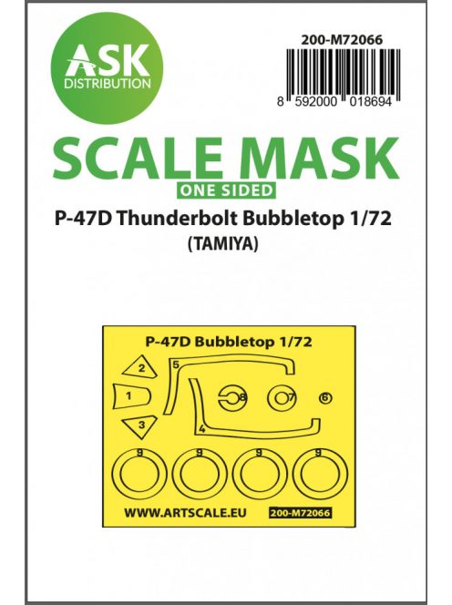 Art Scale - 1/72 P-47D Thunderbolt Bubbletop one-sided express mask for Tamiya