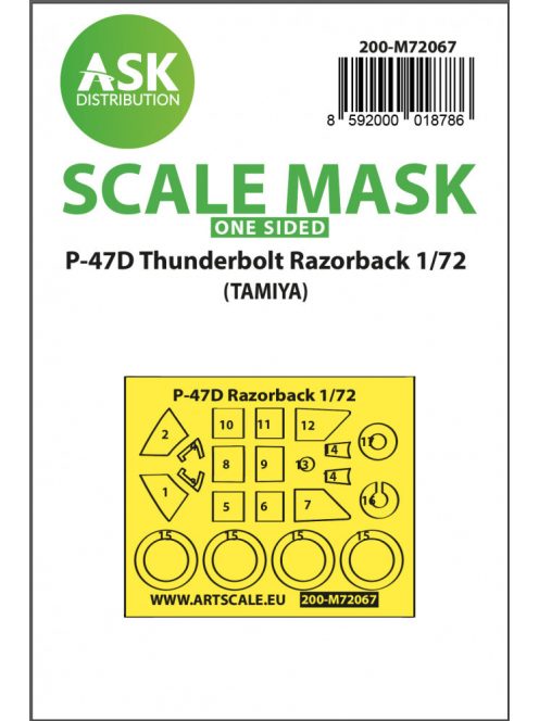 Art Scale - 1/72 P-47D Thunderbolt Razorback one-sided express mask for Tamiya