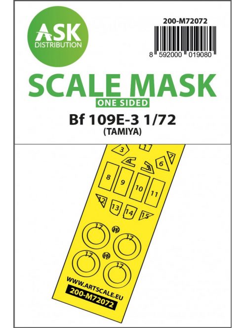 Art Scale - 1/72 Bf 109E-3 one-sided express fit mask for Tamiya