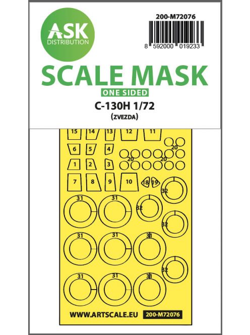 Art Scale - 1/72 C-130H one-sided express fit mask for Zvezda