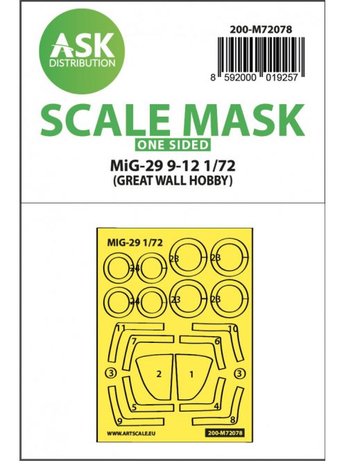 Art Scale - 1/72 Mig-29 9-12 one-sided express mask incl. the rubber mask for Great Wall Hobby