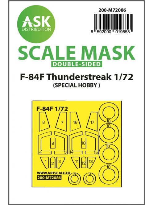 Art Scale - 1/72 F-84F Thunderstreak  double-sided express fit mask for Special Hobby