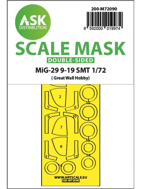 Art Scale - 1/72 MiG-29 9-19 SMT double-sided express fit mask for GWH