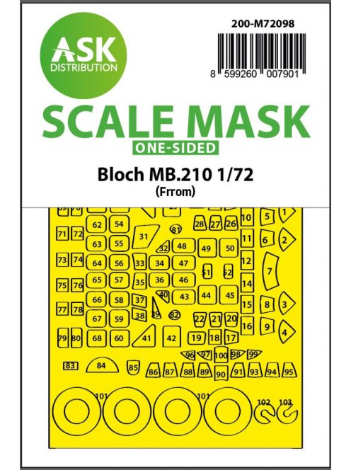 Art Scale - 1/72 Bloch MB.210 one-sided fit express mask for FRROM, Special Hobby