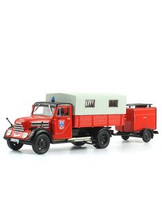   Atlas - 1:43 Robur Garant 30 K & Remorque Tsa Firetruck Germany, 1956, Red/White