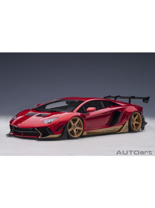 Autoart - 1:18 Liberty Walk Lb-Works 2018 Lamborghini Aventador Limited Edition (Hyper Red/Gold Accents) (Composite Model/ Total 4 Openings)