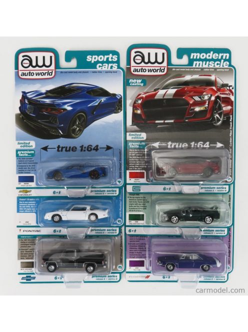 Autoworld - Pontiac Set Assortment 6 Vintage Muscle Cars Pieces Various