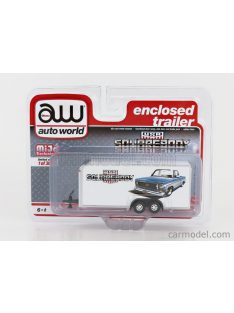   Autoworld - Trailer Enclosed Trailer Car Transporter Squarebody Usa 2000 White Gold