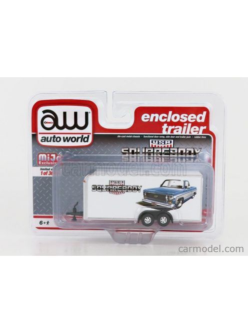 Autoworld - Trailer Enclosed Trailer Car Transporter Squarebody Usa 2000 White Gold