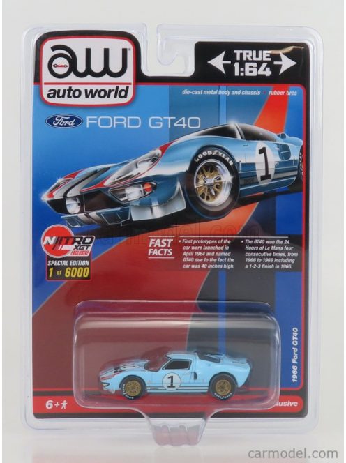 Autoworld - Ford Usa Gt40 N 1 Heritage Edition 1966 Light Blue