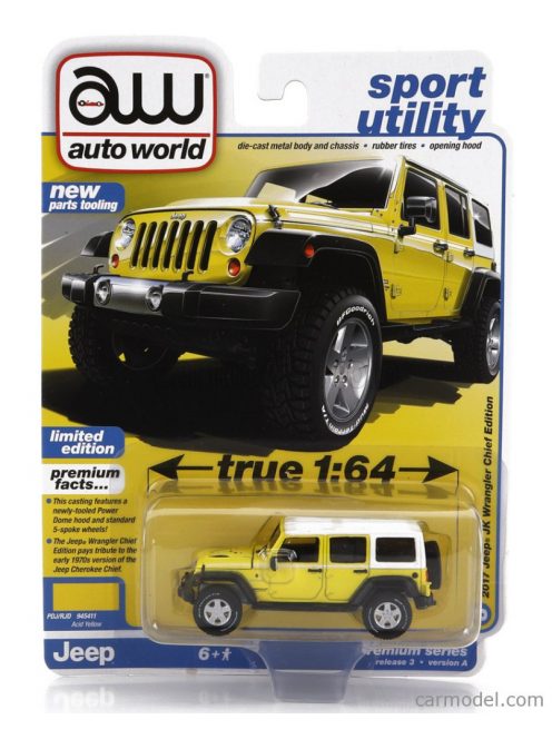 Autoworld - Jeep Wrangler Rubicon Chief Edition 2017 Yellow White