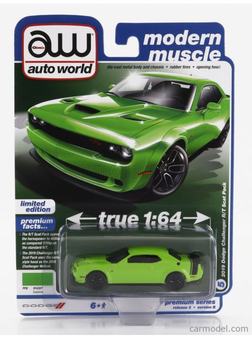 Autoworld - Dodge Challenger R/T Scat Pack Coupe 2019 Green Black