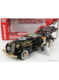   Autoworld - Auburn 851 Speedster Open 1935 With Mr. Monopoly Figure Black Gold