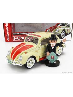   Autoworld - Volkswagen Beetle 1963 With Mr. Monopoly Free Parking Figure Cream Red Black